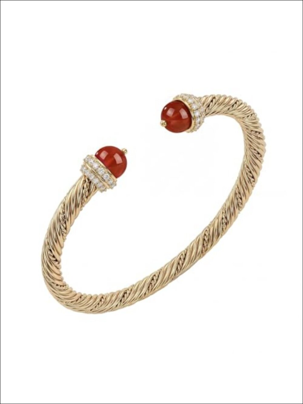 Fettero 14K Gold Plated Open Cuff Bangle Bracelet Twisted Cable Adjustable